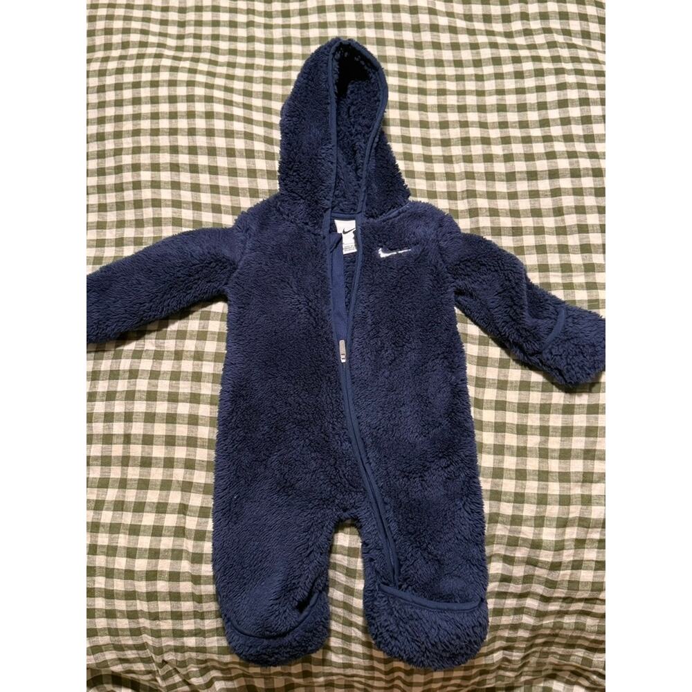 Nike Baby Sherpa Fleece Bunting Suit 6M Blue Hooded Snowsuit ❄️‎